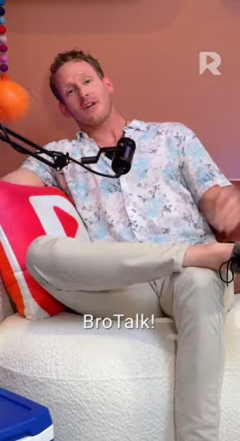 Aaron Oberst on set during his appearance on "BroTalk," as posted on July 4, 2025 | Source: YouTube/reelshortapp